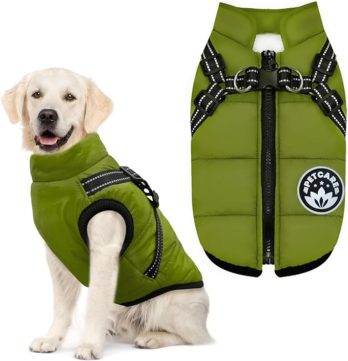 PETCARE Winter Dog Coat with Harness Built in Waterproof Dog Jackets Warm Pet by PETCARE