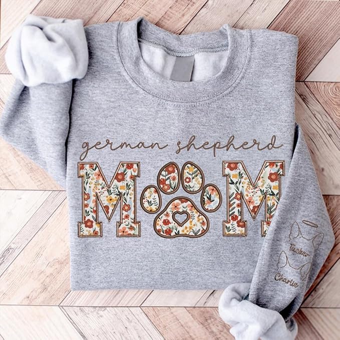 CHILLEVER Personalized Embroidered Dog Mom Sweatshirt, Dog Mama Crewneck - Image 3