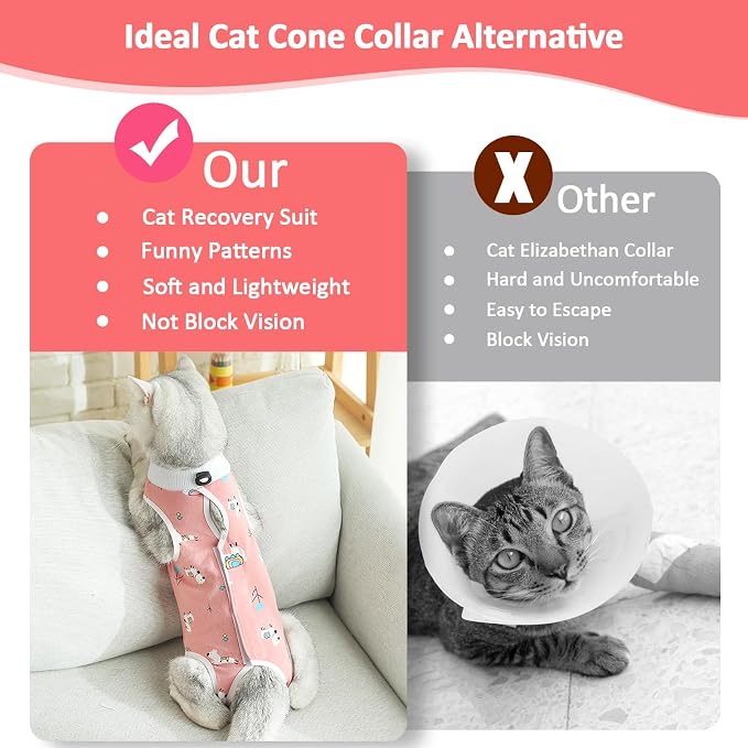 2 PCS Cat Recovery Suit for Spay Abdominal Wounds Cat Onesie for Cats After - Image 5