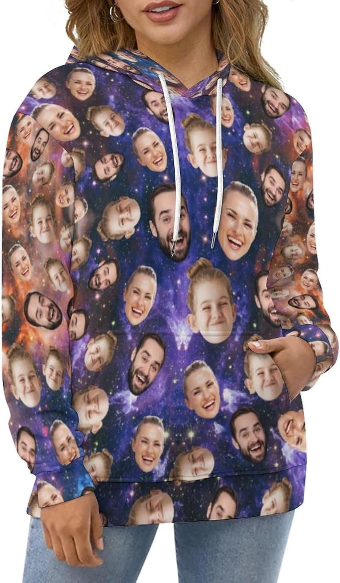 Artsadd Custom Face Unisex athletic Pockets Sweatshirt Loose Hoodie Custom - Image 6