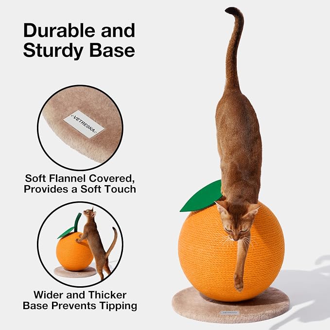 VETRESKA Orange Cat Scratching Post, Cute Cat Scratcher - Image 6