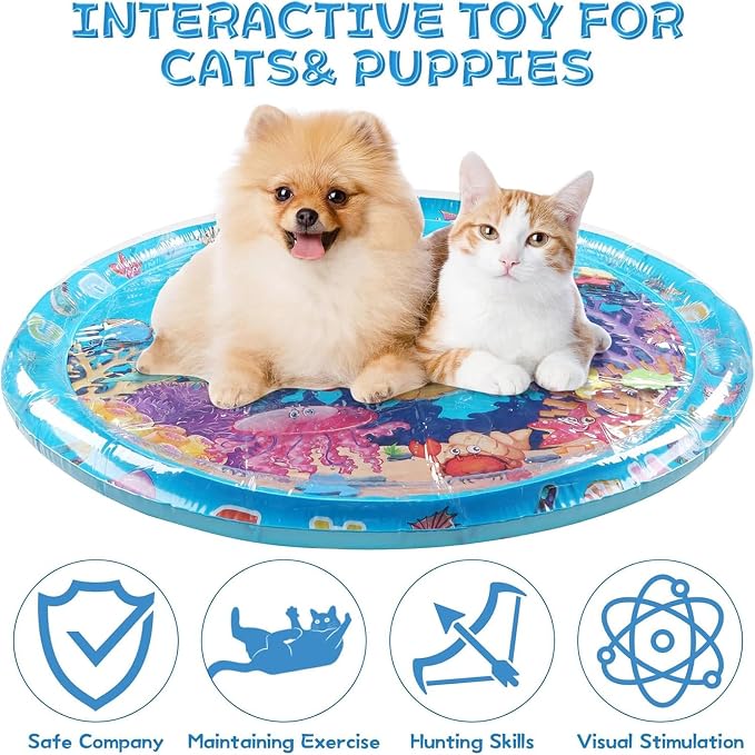Aqua Cats Water Mat with Fish, Cat Dog Water Mat, Thickened Durable Non-Slip - Image 4