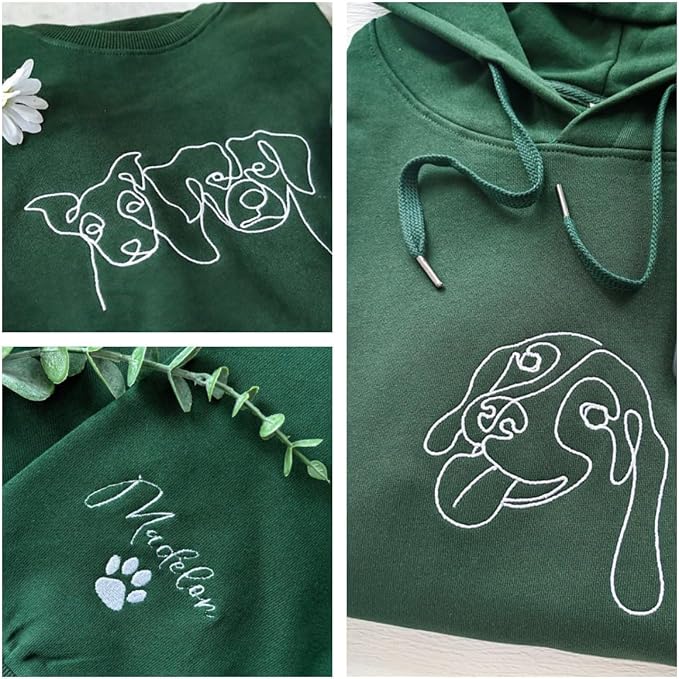 Custom Dog Portrait Embroidered Sweatshirt Pet Photo Embroidery Design Your Pet - Image 2