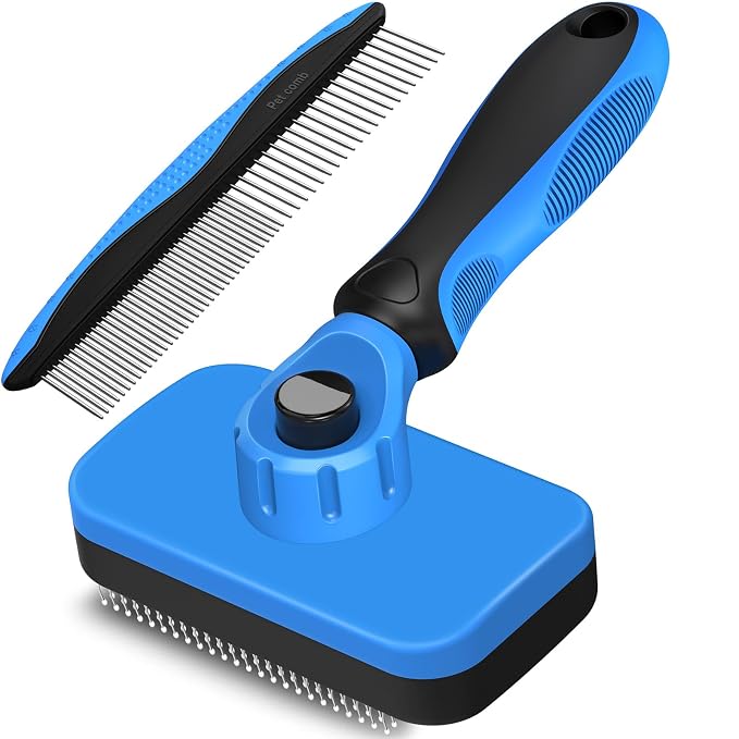 2PCS Self Cleaning Slicker Brush & Dog Comb by Unknown