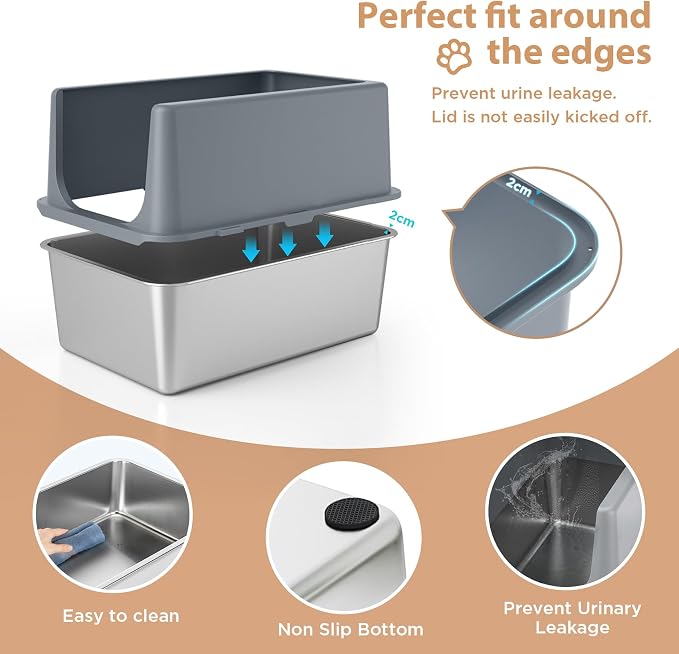 Large Stainless Steel Litter Box - Image 3