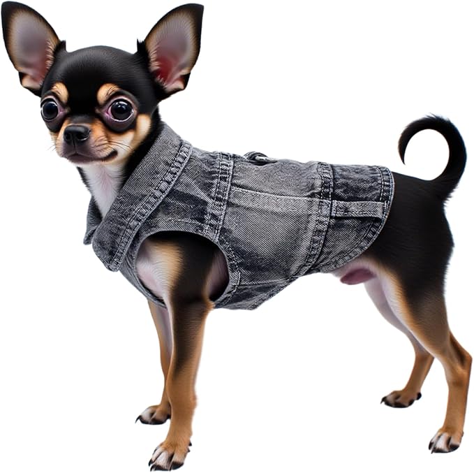 Puppy Clothes for Small Dogs Boy, Classic Western Denim Dog Coat, Dog Jeans - Image 2