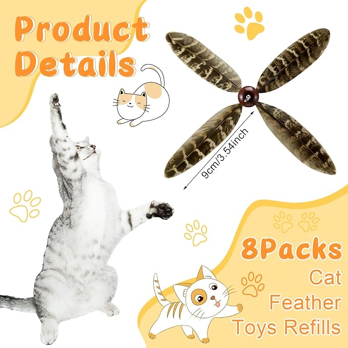 8 Pcs Cat Feather Propeller Refills Propeller Interactive Cat Toy Refills - Image 2