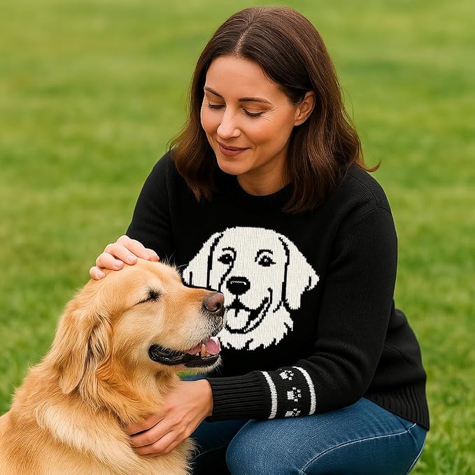 Custom Dog Knit Sweater for Women Personalized Pet Paw Print Pullover Dog Mom - Image 6