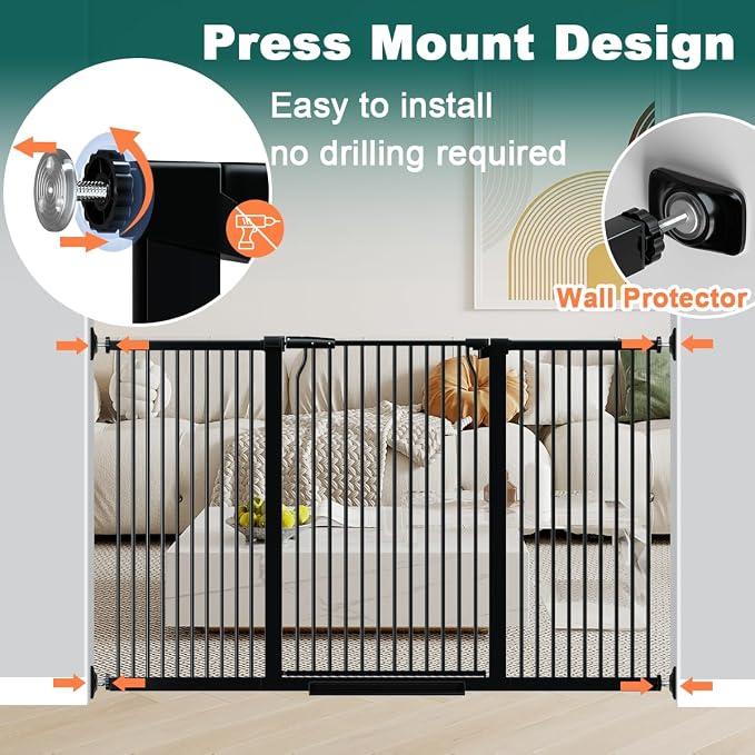 Fairy Baby 40.5" Extra Tall Baby Gate No Drill, 54.8"-60.2" Extra Wide Dog Pet - Image 6