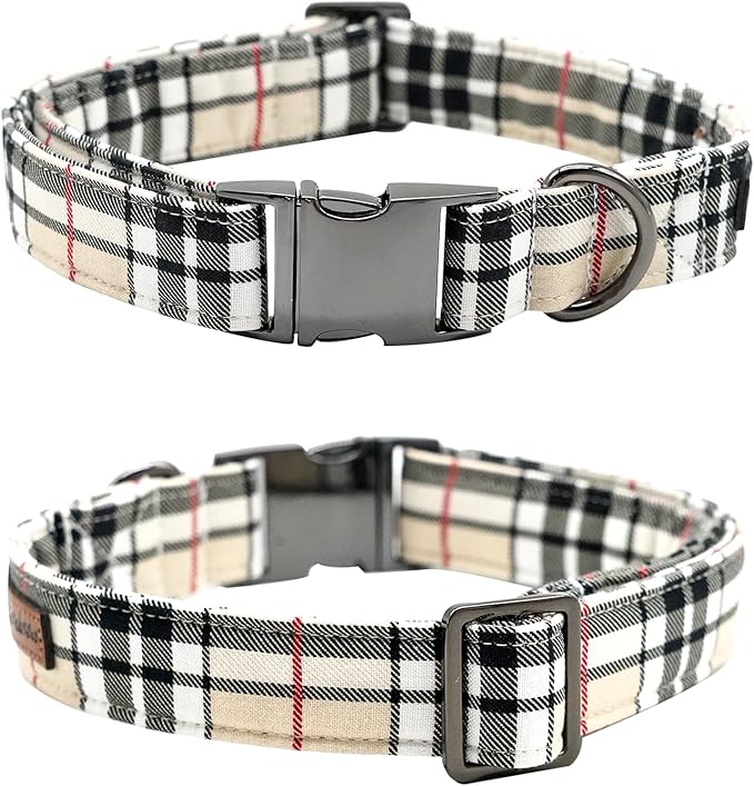 Dog Collar- Plaid Pet Collar Cute Pet Bow Soft Girl or Boy Dog Collars - Image 4