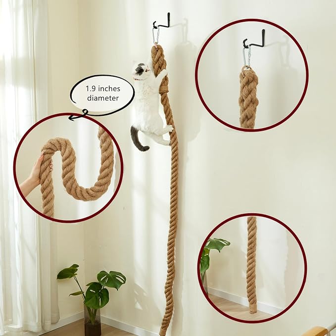 SHENGOCASE 1.9" x 6.56Ft Cat Climbing Jute Rope - Image 5