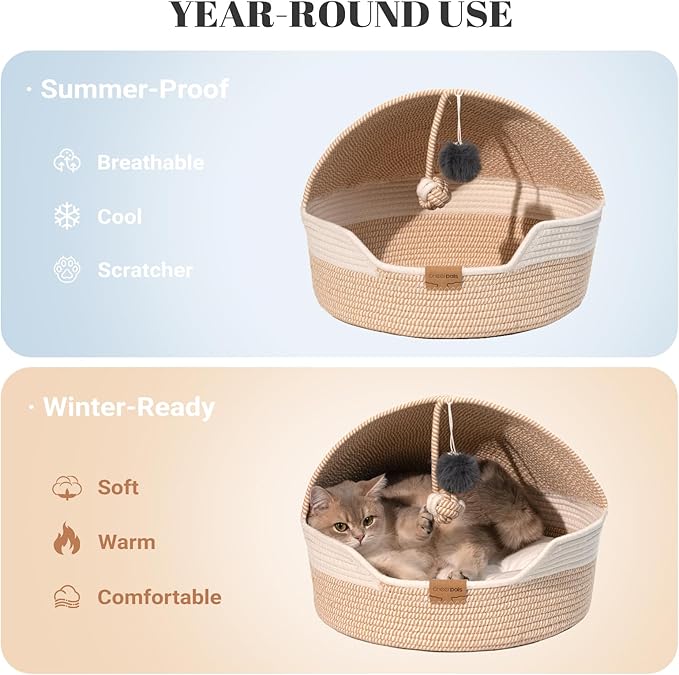 CHEERPALS Cat Basket Bed for Indoor Cats, Covered Pet Bed - Image 3