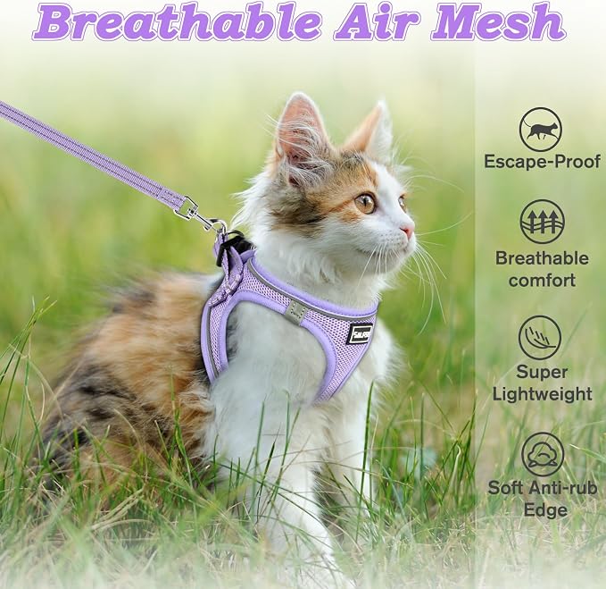 Cat Harness and Leash for Walking Escape Proof, Adjustable Kitten Vest Harness - Image 3