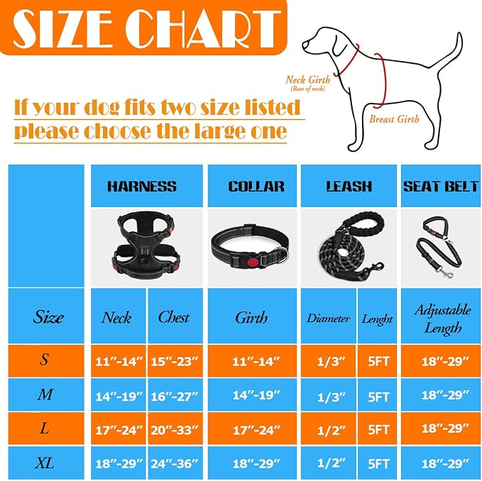 No Pull Dog Harness, Collar & Leash Set | Includes Dog Seat Belt, Collapsible - Image 3