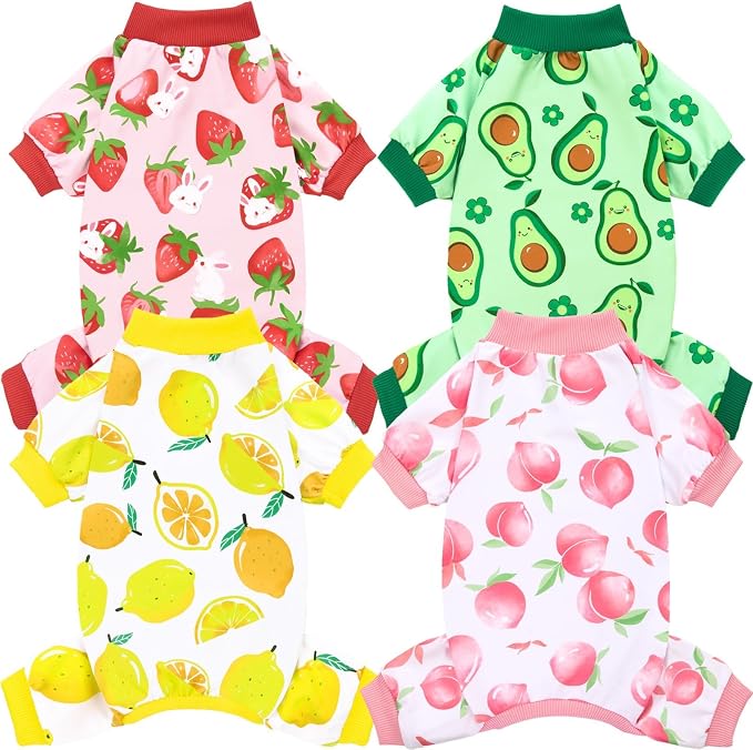 XPUDAC 4 Pieces Dog Pajamas Small Sized Dogs Boy Girl Strechy Soft Pjs Summer by XPUDAC