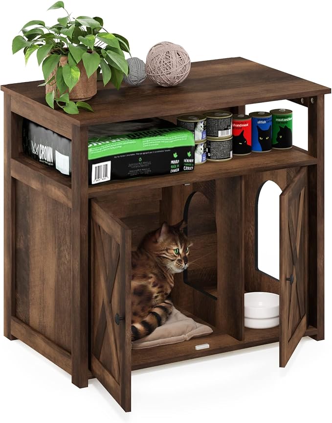 Furinno Peli Farmhouse Cat Litter Cabinet Storage - Image 3
