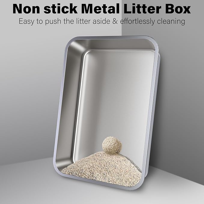 Stainless Steel Litter Box, 23.6"x15.7"x6" Metal Litter Box 4 Pack, Non Stick - Image 4