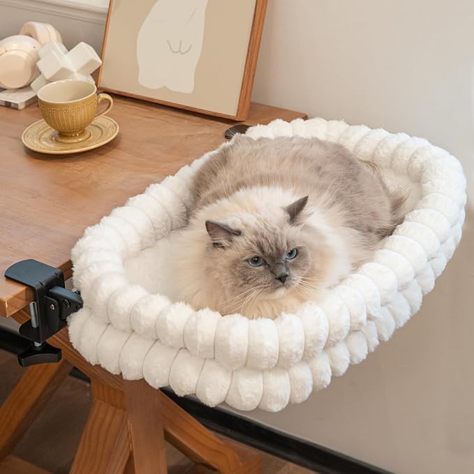 CHEERPALS Cat Desk Bed with Reversible Cushion, 90°Foldable Cat Hammock - Image 8