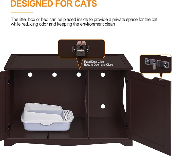 Yaheetech Cat Litter Box Enclosure, Litter Cabinet Furniture Hidden, Wooden Pet - Image 6