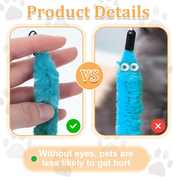 24 PCS Cat Worm Toy Refills, Cat Wand Toy Replacement Interactive Cats Wand - Image 3