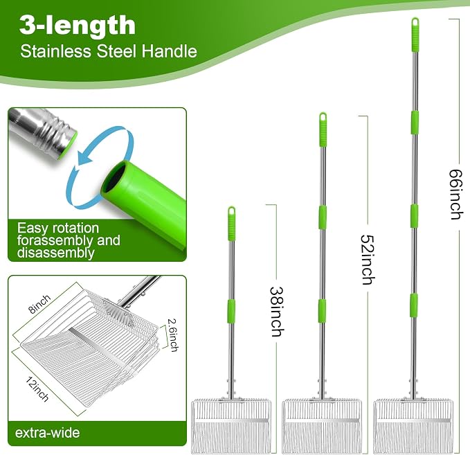 12inch Large Chicken Poop Scooper, 2 Widths of Slots Chicken Coop Litter Scoop - Image 3
