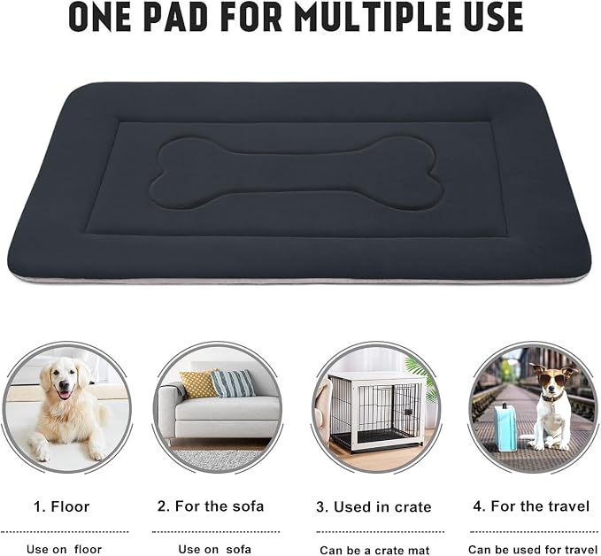 JoicyCo Extra Large Dog Bed Soft Dog Crate Pad Mat, 48 in Non-Slip Bottom - Image 4