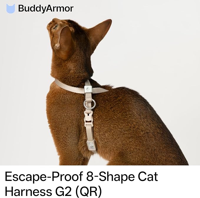 Escape Proof Cat Harness Anti-Choke Quick Release Adjustable QR Code Soft Nylon - Image 2