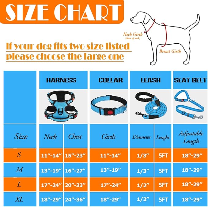 No Pull Dog Harness, Collar & Leash Set | Includes Dog Seat Belt, Collapsible - Image 3
