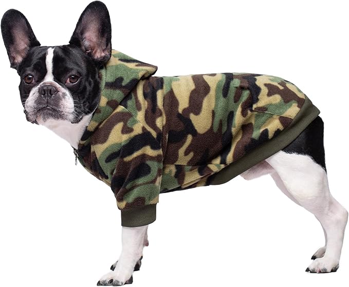 Camo French Bulldog Clothes Dog Hoodie Sweatshirts by MIAODODO