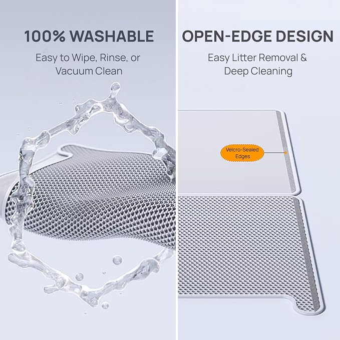 Upgraded Cat Litter Mat, Pet Feeding Mat, Detachable Dual Layer Litter Trapper - Image 6