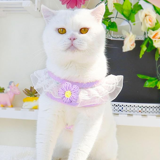 Cat Harness Collar and Leash Set, Sweet Lace Floral Kitten Collar, Escape Proof - Image 5