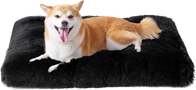 EHEYCIGA Fluffy Dog Crate Bed for Large Dogs, Plush Faux Fur Crate Pad by EHEYCIGA