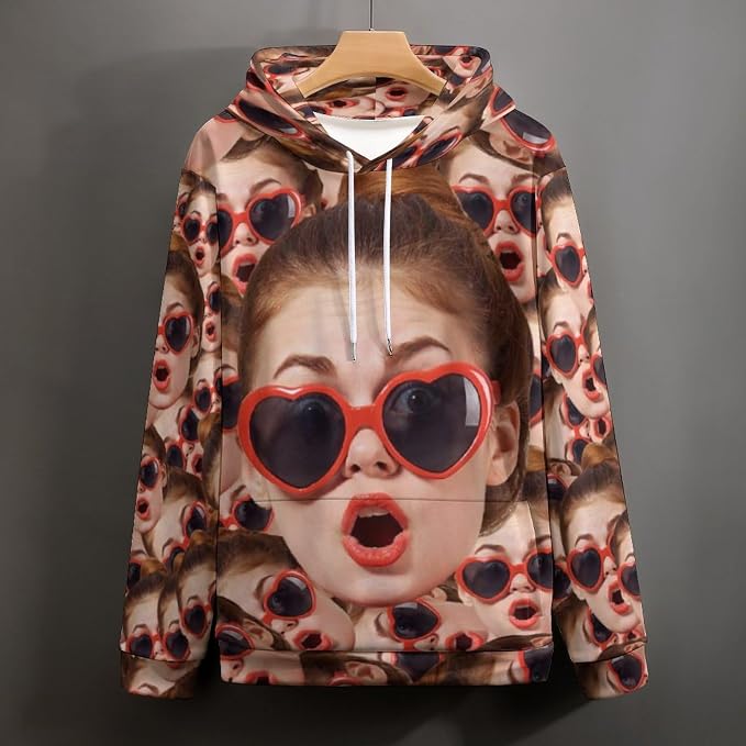 Artsadd Custom Face Unisex athletic Pockets Sweatshirt Loose Hoodie Custom - Image 5