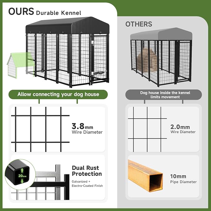 2PCS Dog Kennel Outdoor, Large Outside Dog Kennel - Image 4