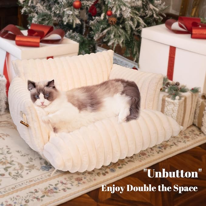 CHEERPALS Cat Couch Bed for Indoor Cats Fluffy Cat Sofa Recliner - Image 2