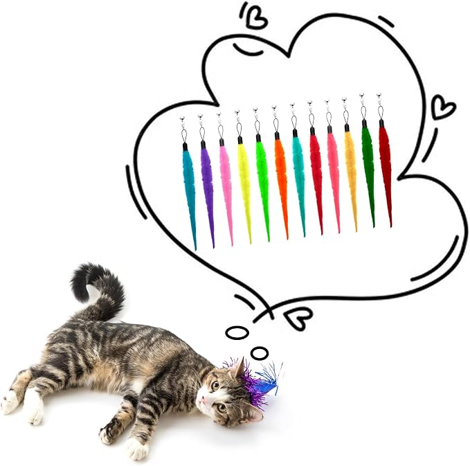 24 PCS Cat Worm Toy Refills, Cat Wand Toy Replacement Interactive Cats Wand - Image 7
