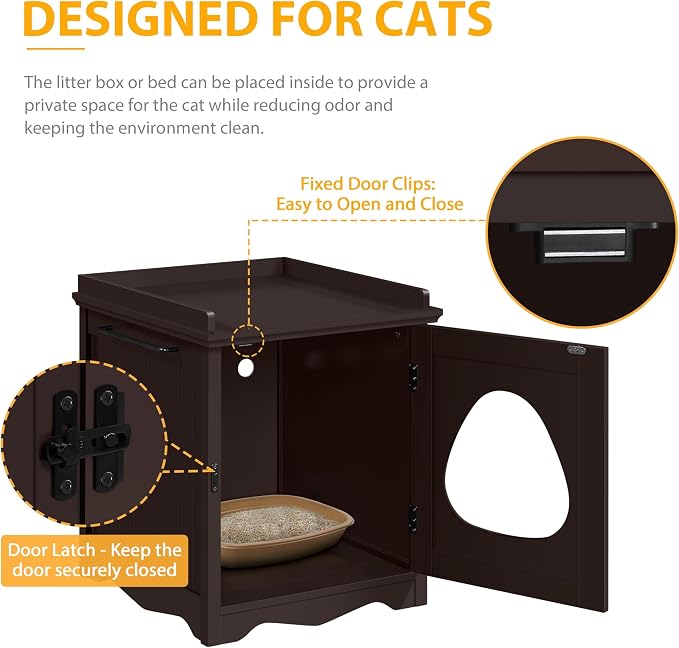 Yaheetech Cat Litter Box Enclosure, Hidden Litter Box Furniture - Image 3