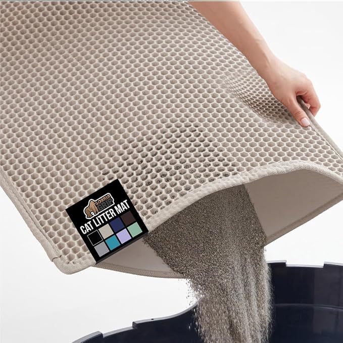 GORILLA GRIP Honeycomb Cat Litter Box Mat, Two Layer Trapping Waste Mats by GorillaGrip