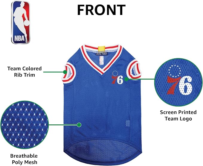 Pets First NBA PHILADELPHIA 76ERS DOG Jersey, Medium - Image 2