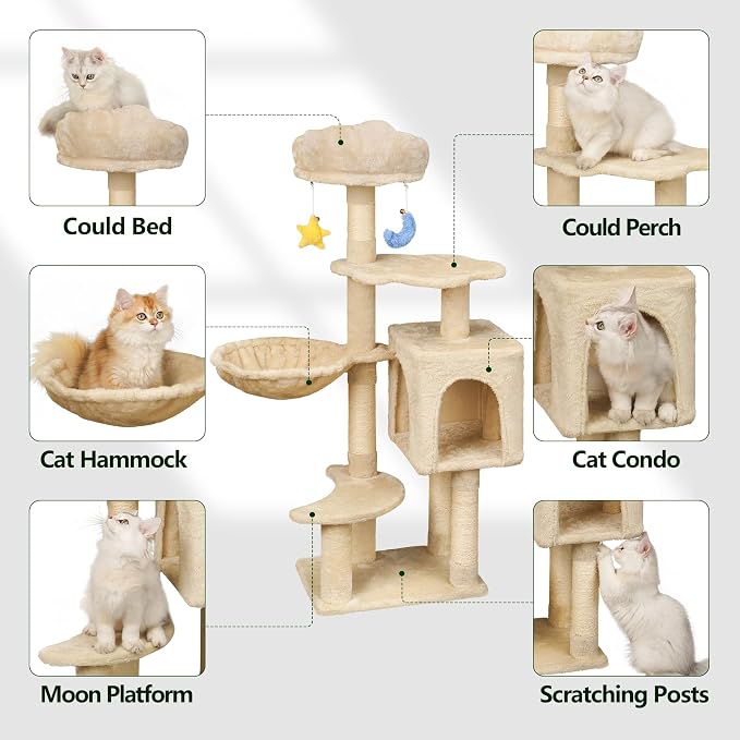 43-Inch Cat Tree, Cute Cloud Cat Tree - Image 2