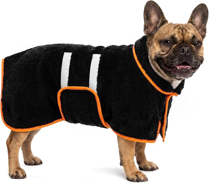 Bienbee Dog Bathrobe, Super Absorbent for Small to Large Dogs, Black M by Bienbee