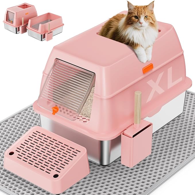 Removable Stainless Steel Cat Litter Box by PEDIBAT