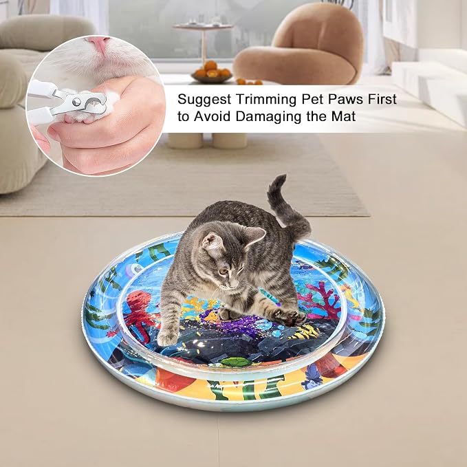 Inflatable Cat Dog Baby Water Mat Toy, Premium Anti-Scratch Leak Proof Mat - Image 3