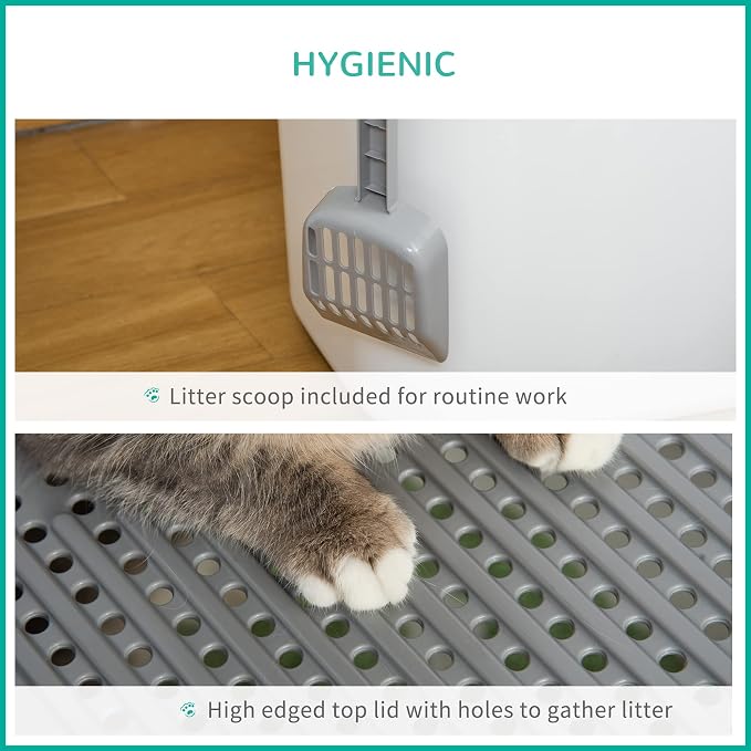PawHut Cat Litter Box with Lid, Covered Kitty Litter Box with Front Entrance - Image 3