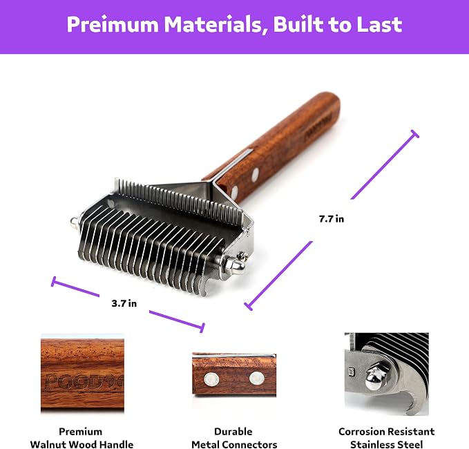 2 in 1 Dogs Cats Dematting Grooming Comb, Perfect Deshedding Undercoat Rake - Image 6