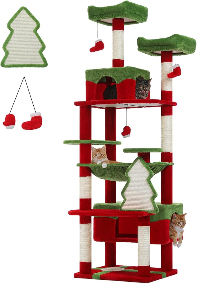 PAWZ Road Christmas Cat Tree, 72 Inches Tall Cat Tower by PAWZRoad