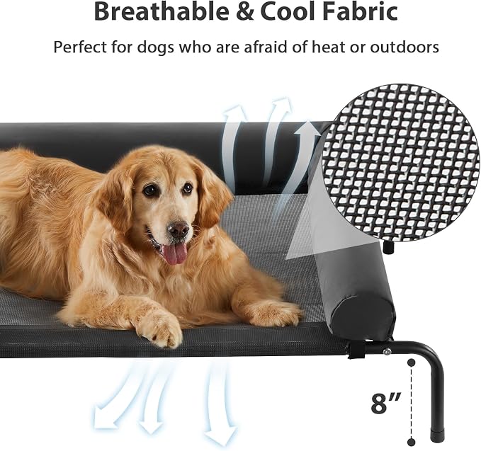 RRPETHOME Large Elevated Cooling Dog Bed, Raised Dog Cot Beds - Image 3