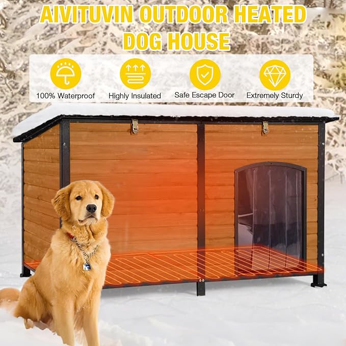 Aivituvin Heated Dog House Outdoor 59" Extra Large Insulated Dog Kennel - Image 8