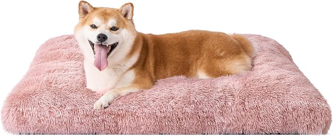 EHEYCIGA Fluffy Dog Crate Bed for Large Dogs, Plush Faux Fur Crate Pad by EHEYCIGA