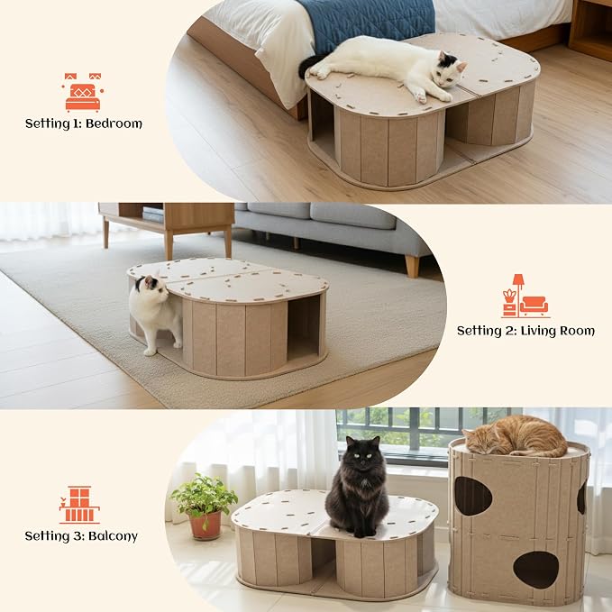 PETKARAY Large Felt Cat Tunnel, Double S-Shaped Hideaway - Image 6